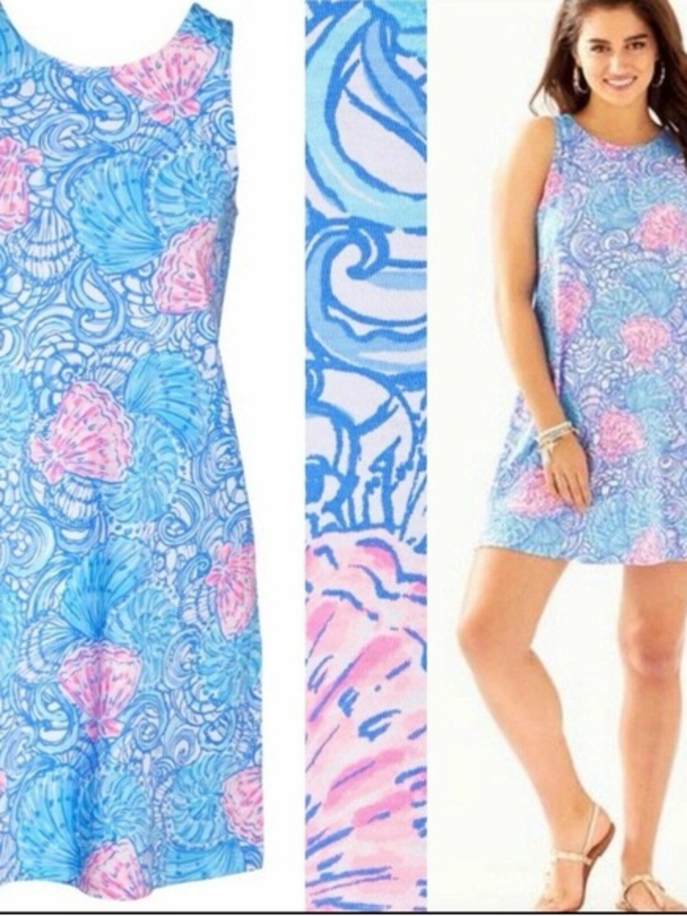 Lilly Pulitzer Blue and Pink Kristen  Sleeveless Shift Dress